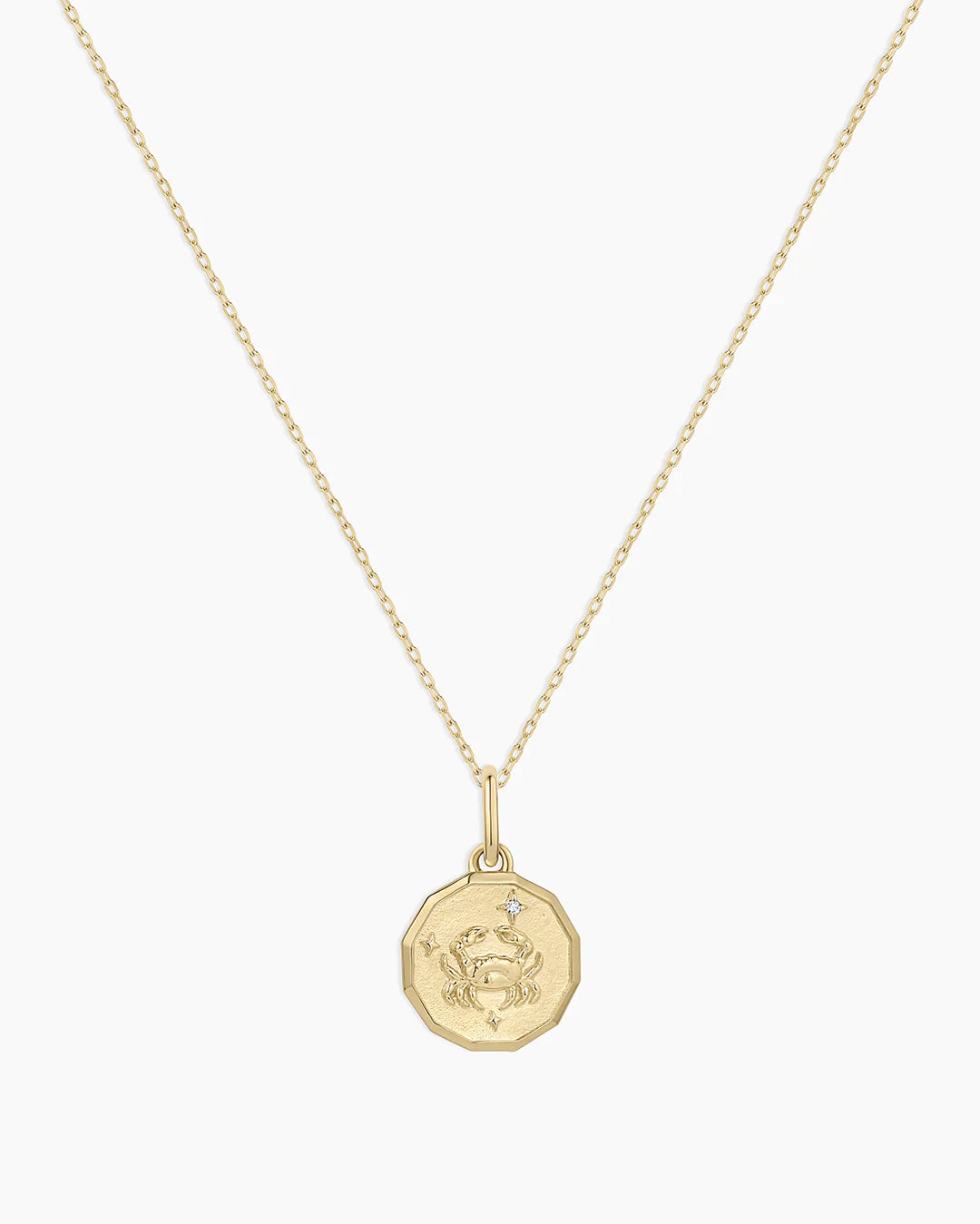 Diamond Zodiac Coin Charm Necklace