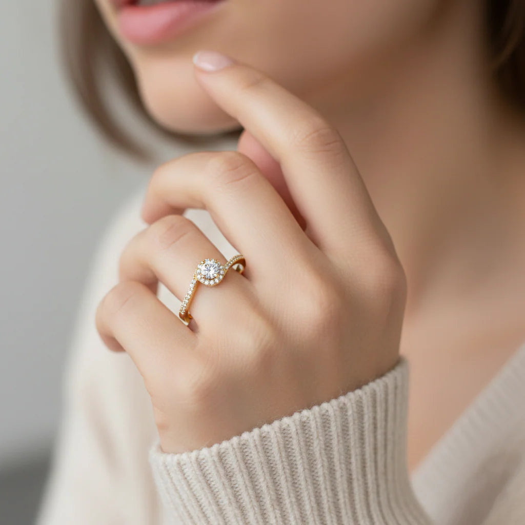 14K Gold Spiral Engagement Style Ring