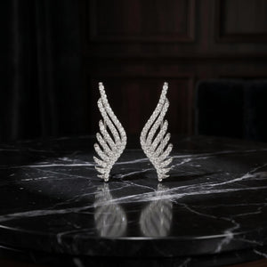 Sterling Silver Angel Wing Ear Climbers, Pave Crystal Earcuff, Fairy Core Earrings, Sweepup Climbing Earrings Gift, Wedding Gift