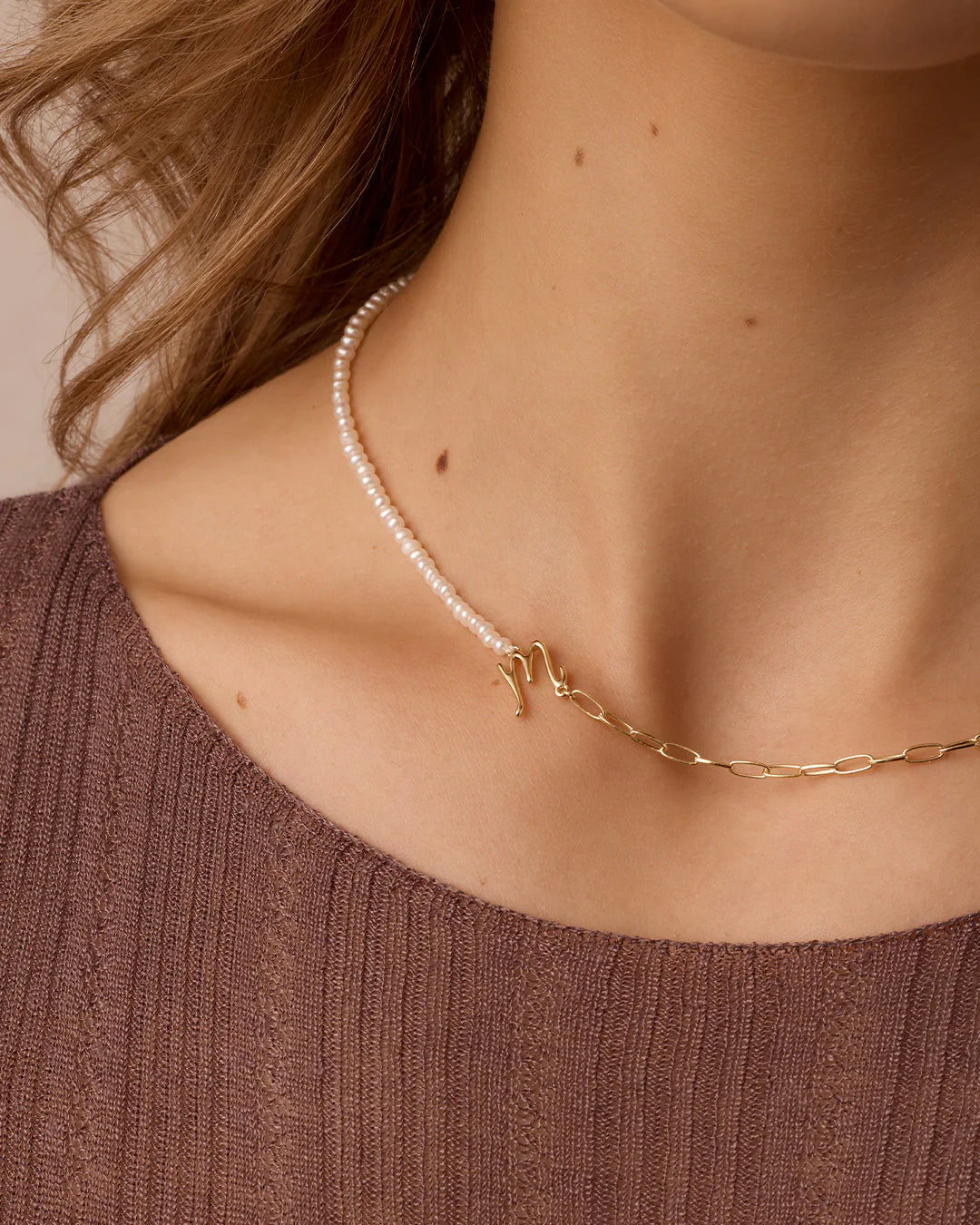 Lou Pearl Alphabet Necklace NikNenz™ Premium Gold & Diamonds