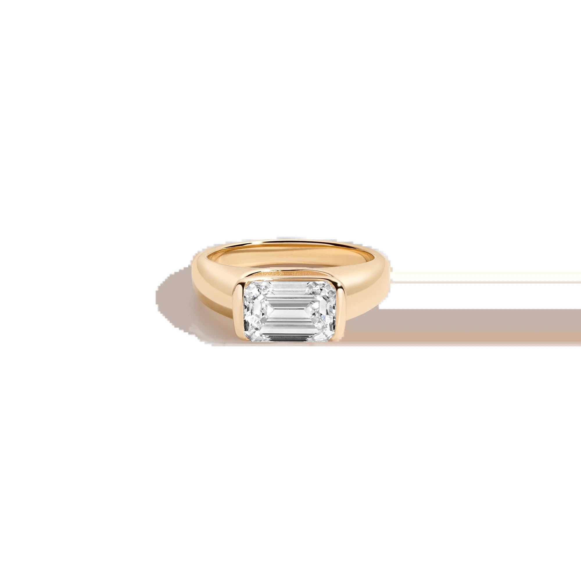 3Ct Emerald Lab Grown Diamond Floating Signet Ring NikNenz™ Premium Gold & Diamonds