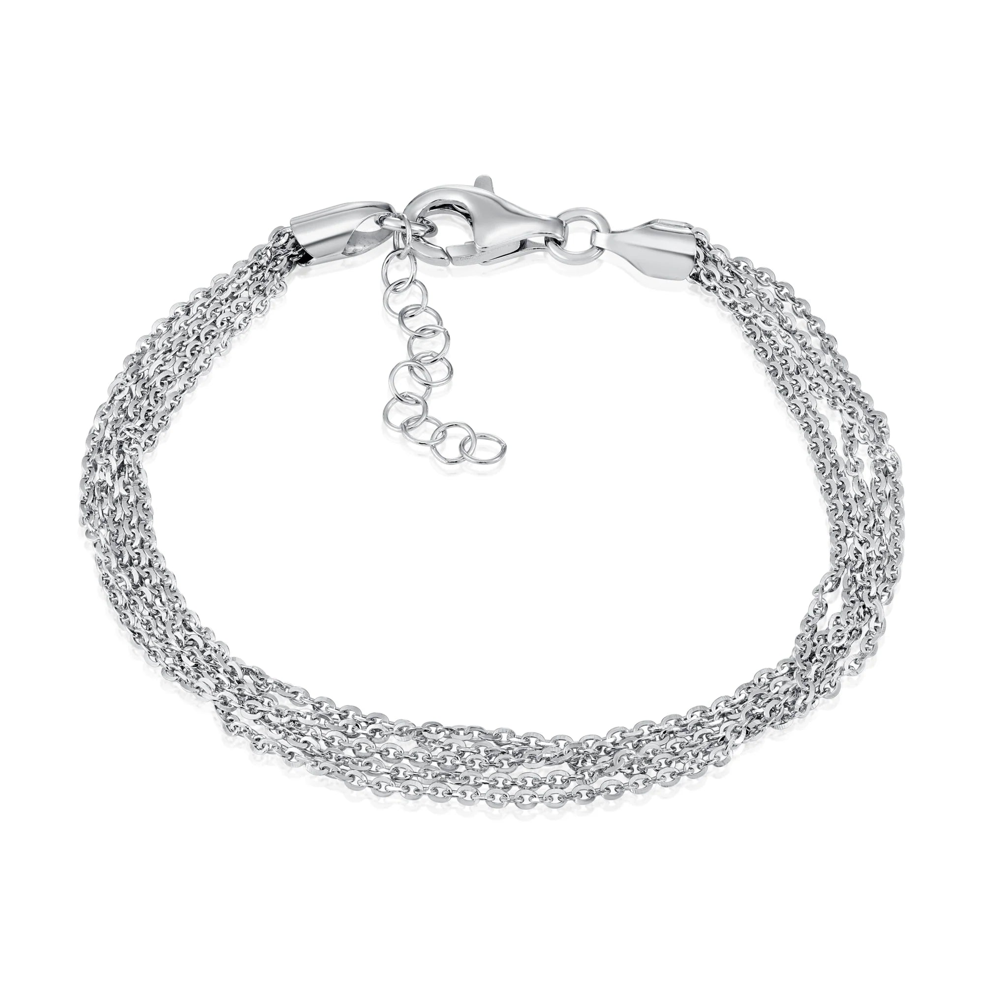 925 Sterling Silver Italian Multi-Row Cable Chain Bracelet, Adjustable 7"-8"