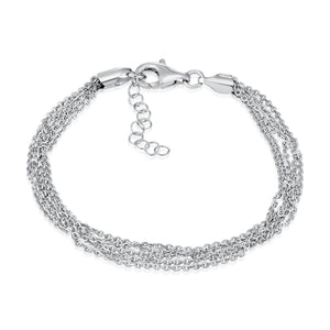 925 Sterling Silver Italian Multi-Row Cable Chain Bracelet, Adjustable 7"-8"