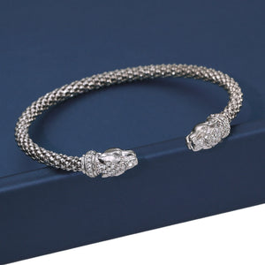 Sterling Silver Jaguar Cuff Italian Bracelet, Fits 6 - 7 Inch Wrist