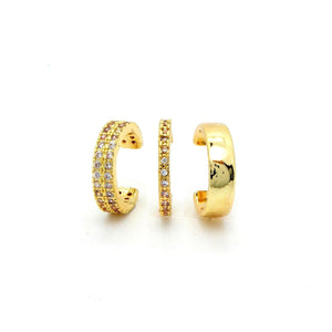 CZ Diamond Ear Cuff Set: 14K Gold Plated, No Piercing- Q01ECS2