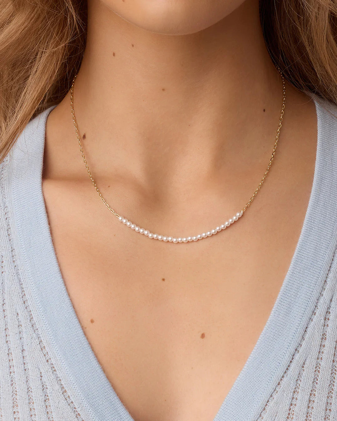 Finley Pearl Row Necklace NikNenz™ Premium Gold & Diamonds