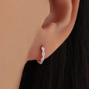 Marquise CZ Huggie Hoop Earrings Sterling Silver – Minimalist Silver or Gold Simple Hoops.