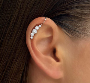 Cubic Zirconia Ear Cuff No Piercing – Handmade Silver Helix Wrap