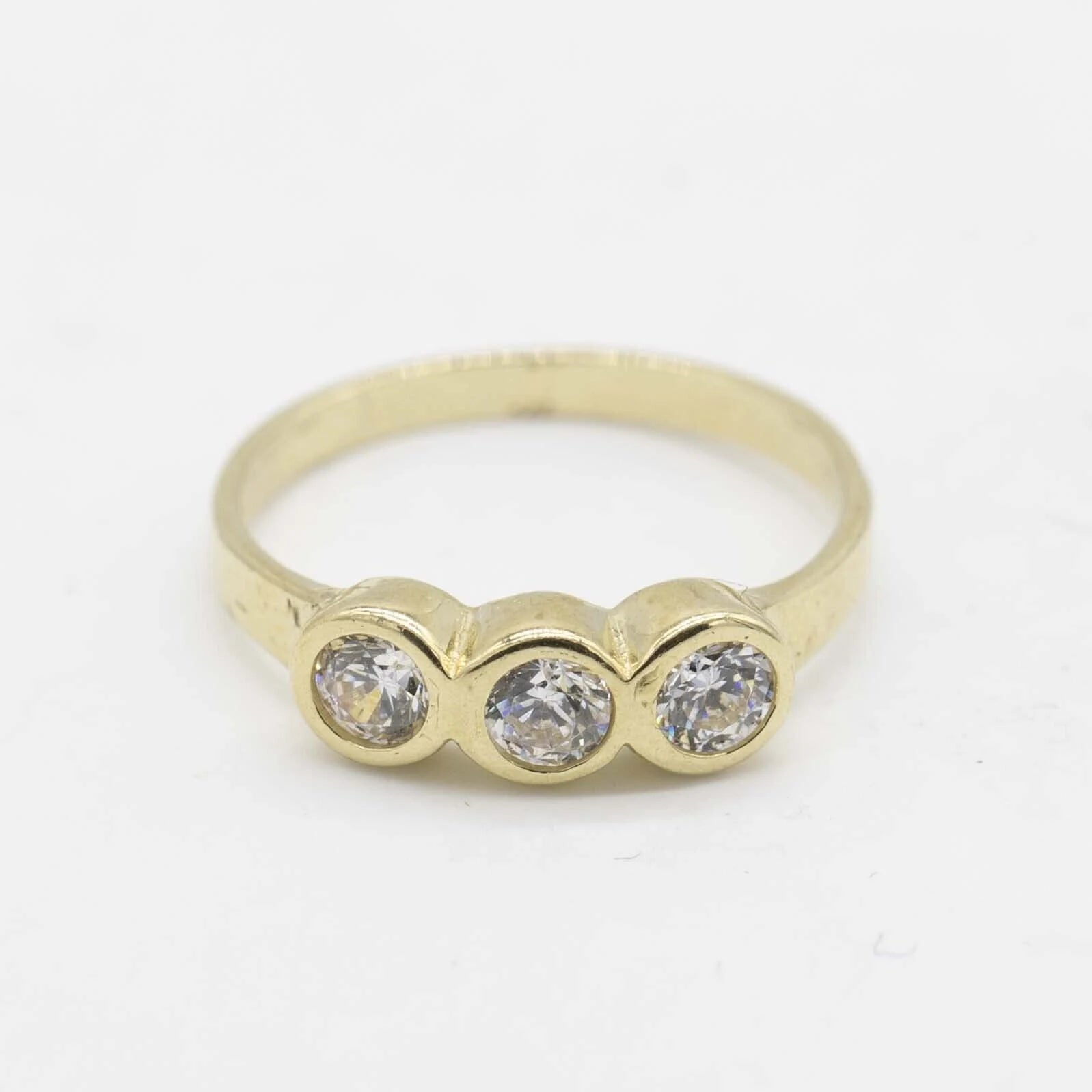 Kids Three-Stone CZ Pinky Ring Real 10K Yellow Gold Size 3