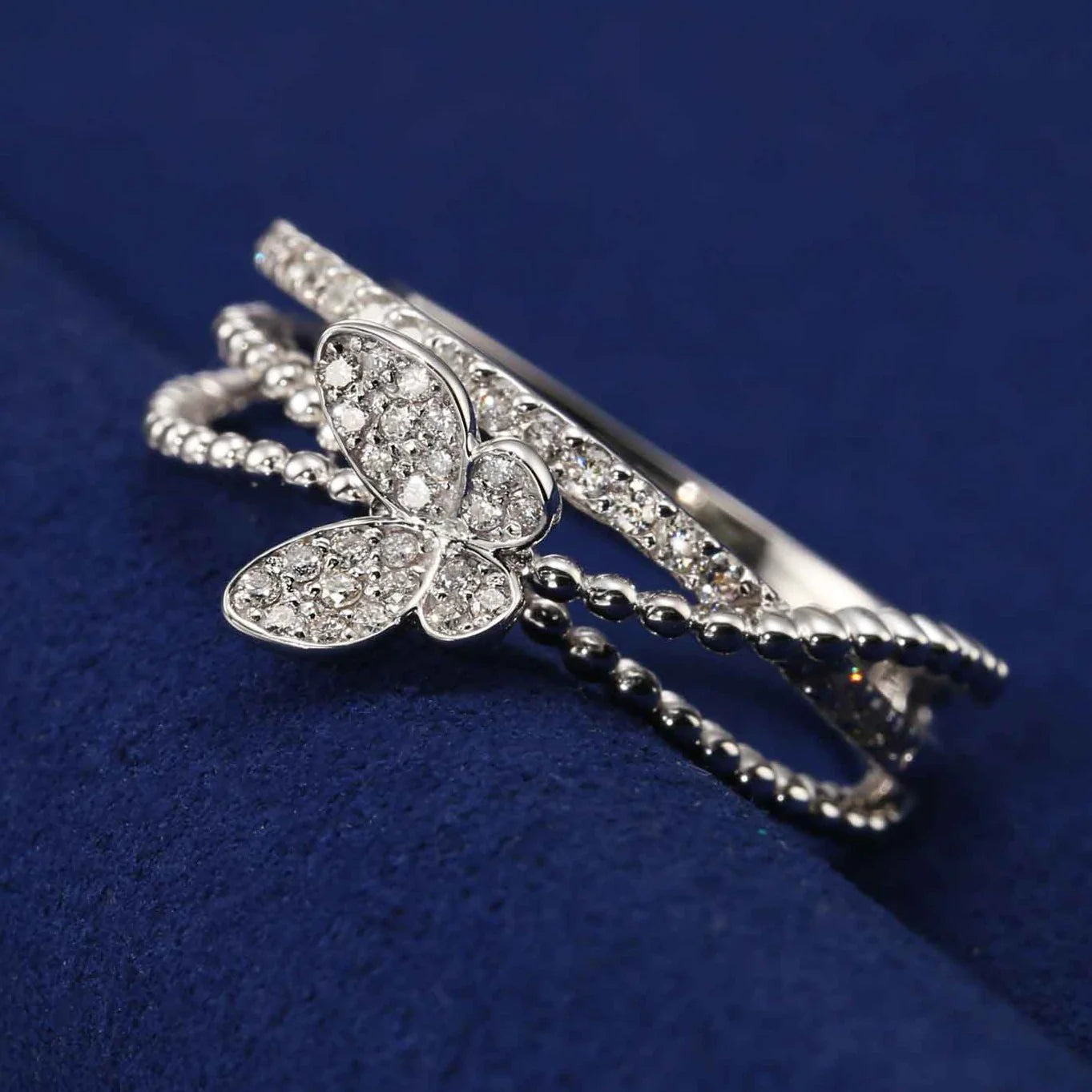 .31 Ct. T.W. Diamond Butterfly Ring in 14K White Gold