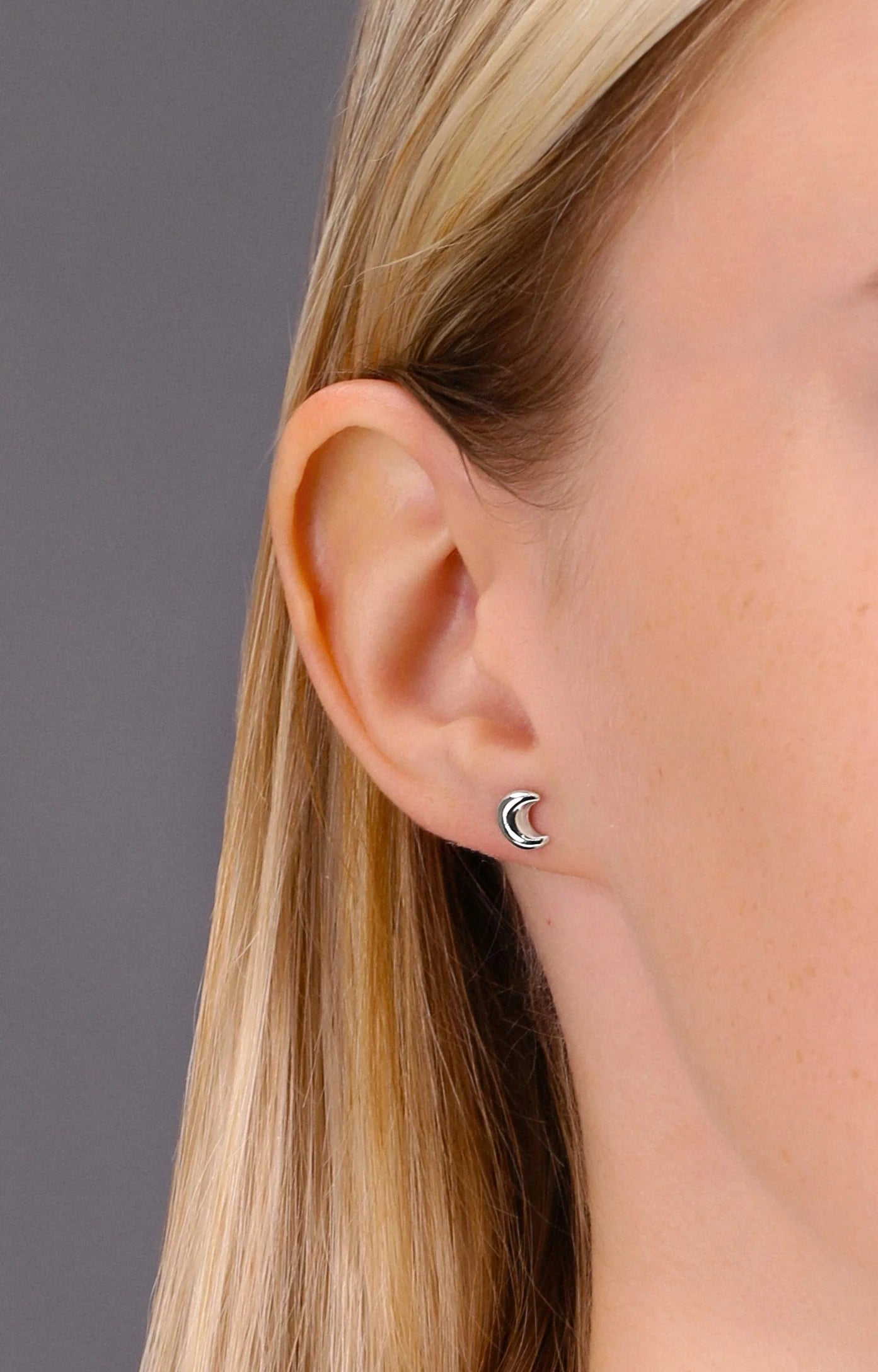 Sterling Silver Small Moon Crescent Studs