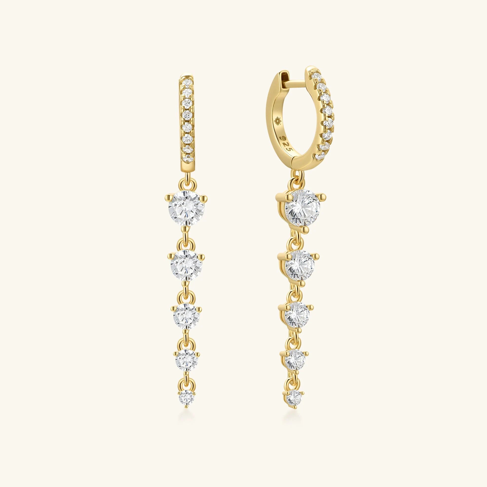 18K Gold Hoop Earrings Dangle Drop Hoops Diamond Earrings Gold Earrings Small Hoop Earrings Gold Huggie Earrings Mom Gift for Her