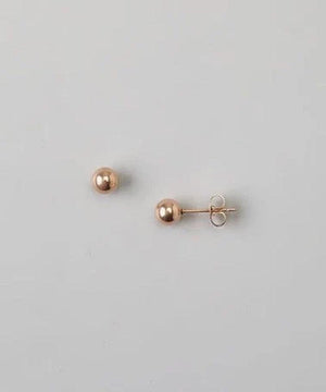 14K Solid Gold Minimalist Round Ball Stud Earrings - 4mm, 7mm, & 8mm Options.