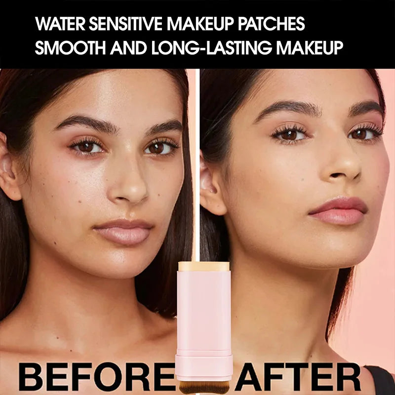 Concealing Foundation Stick 5 Shades with Built-In Brush, Brighten Lightweight and Waterproof Formula Face Contour Stick Makeup