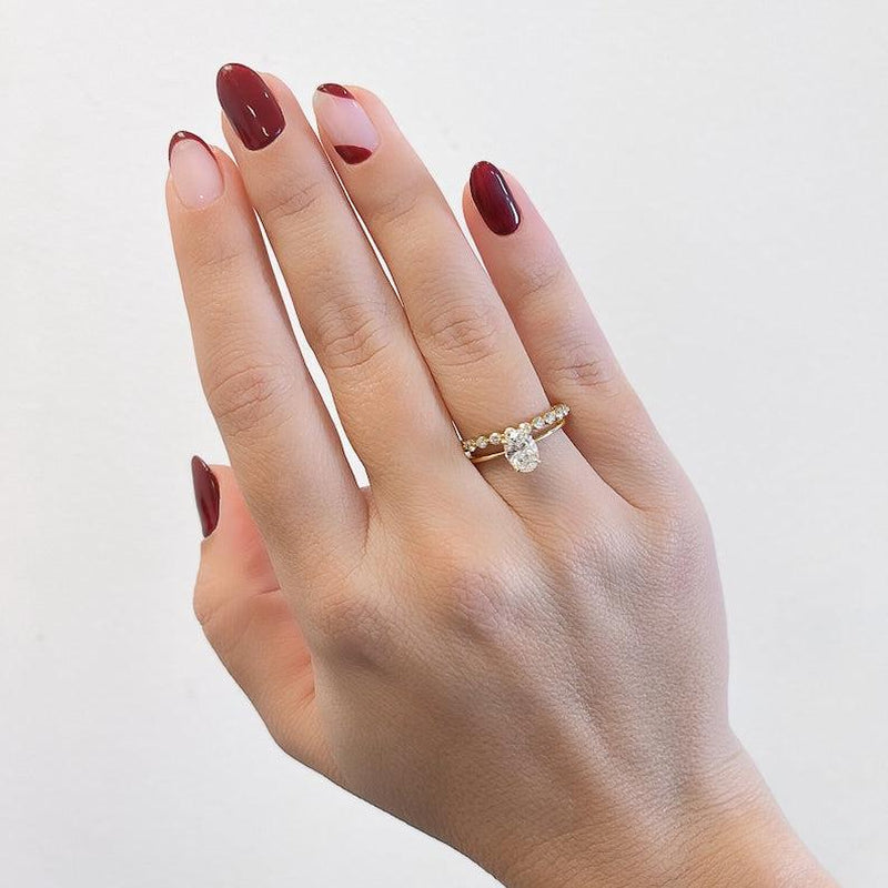 Oval Moissanite Engagement Ring: 14K Yellow Gold Promise Ring