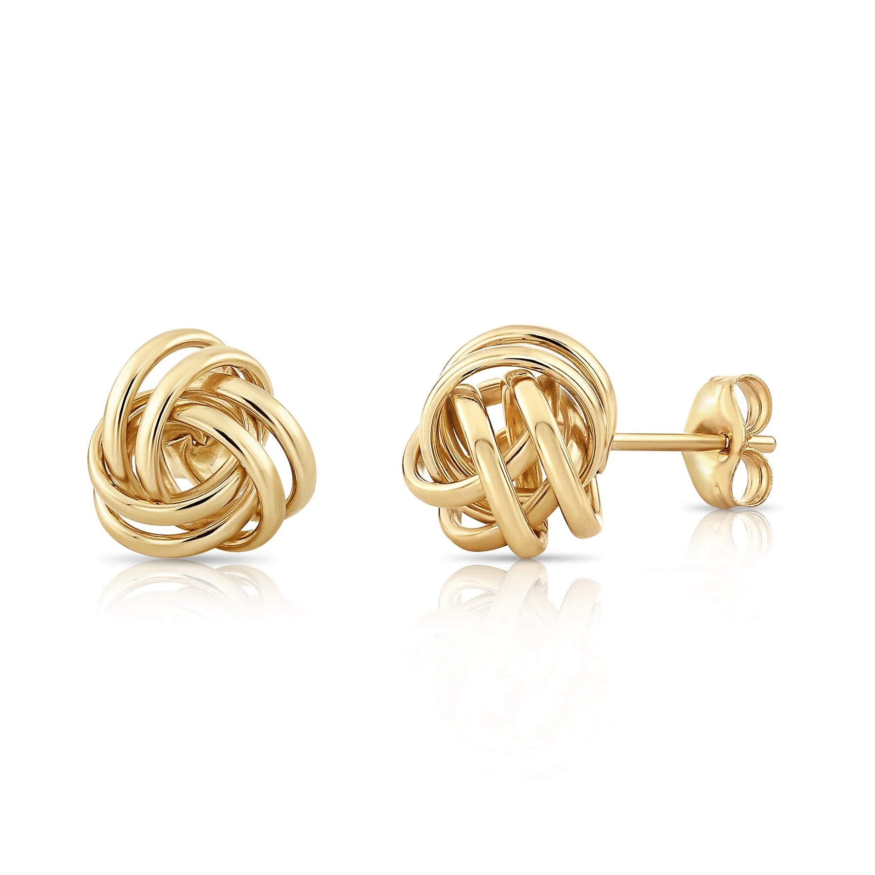 14K Gold Polished Love Knot Stud Earrings, 9Mm, Pushback Studs