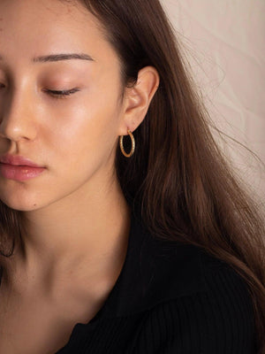 Elevate Your Style with Textured Chunky Gold Hoop Earrings - Perfect Gift in 14K Gold or Sterling Silver.