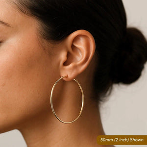 Elevate Your Style with Exquisite Handmade 14K Solid Yellow Gold Round Hoop Earrings.