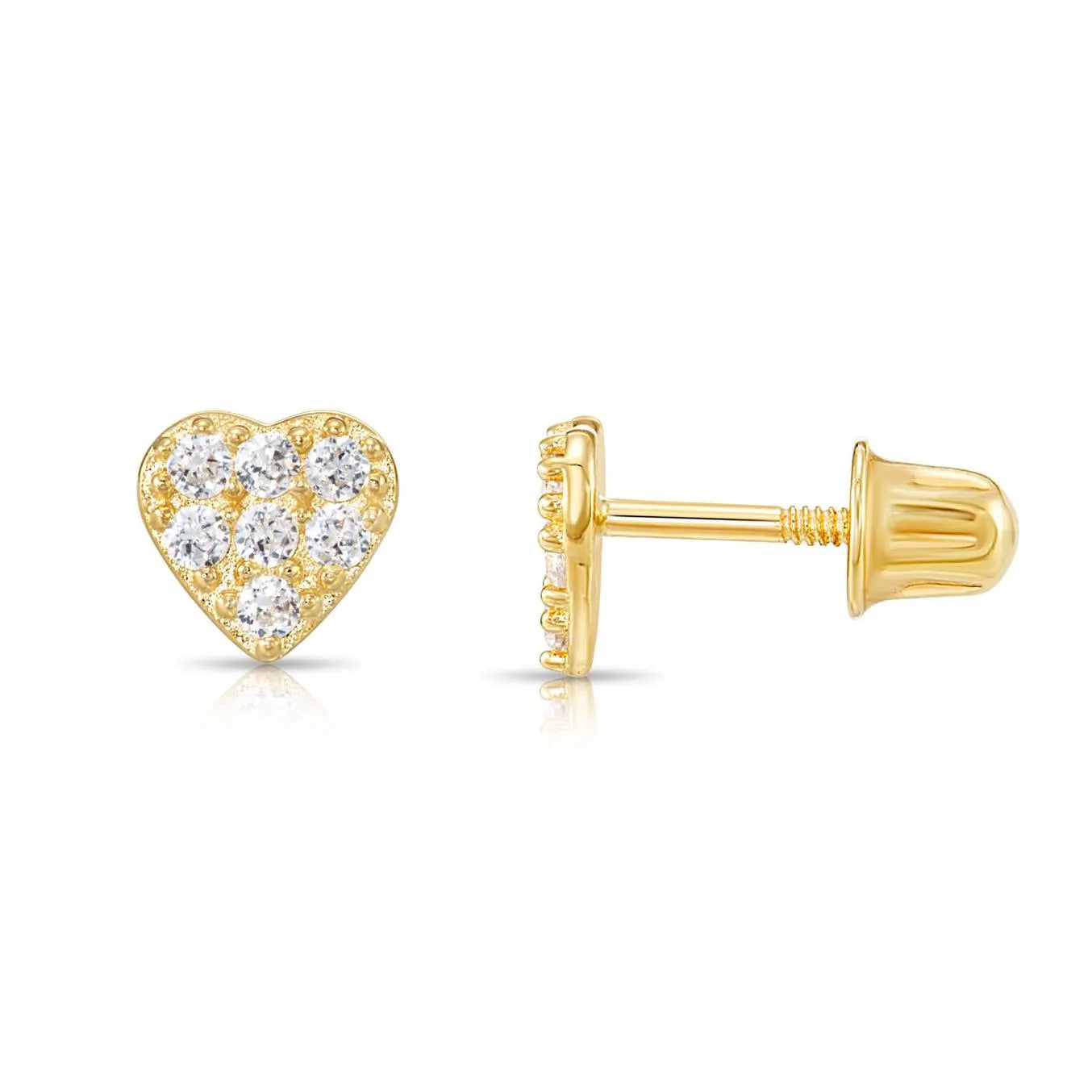 14K Solid Yellow Gold Heart Shape Stud Earrings for Women and Children, Geometric Stud Earrings, Tiny Studs, by TILO Jewelry