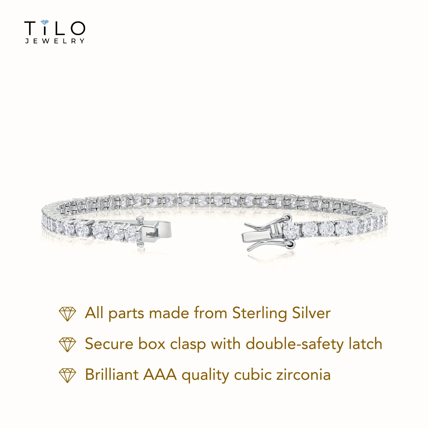 Sterling Silver Simulated Diamond Tennis Bracelet