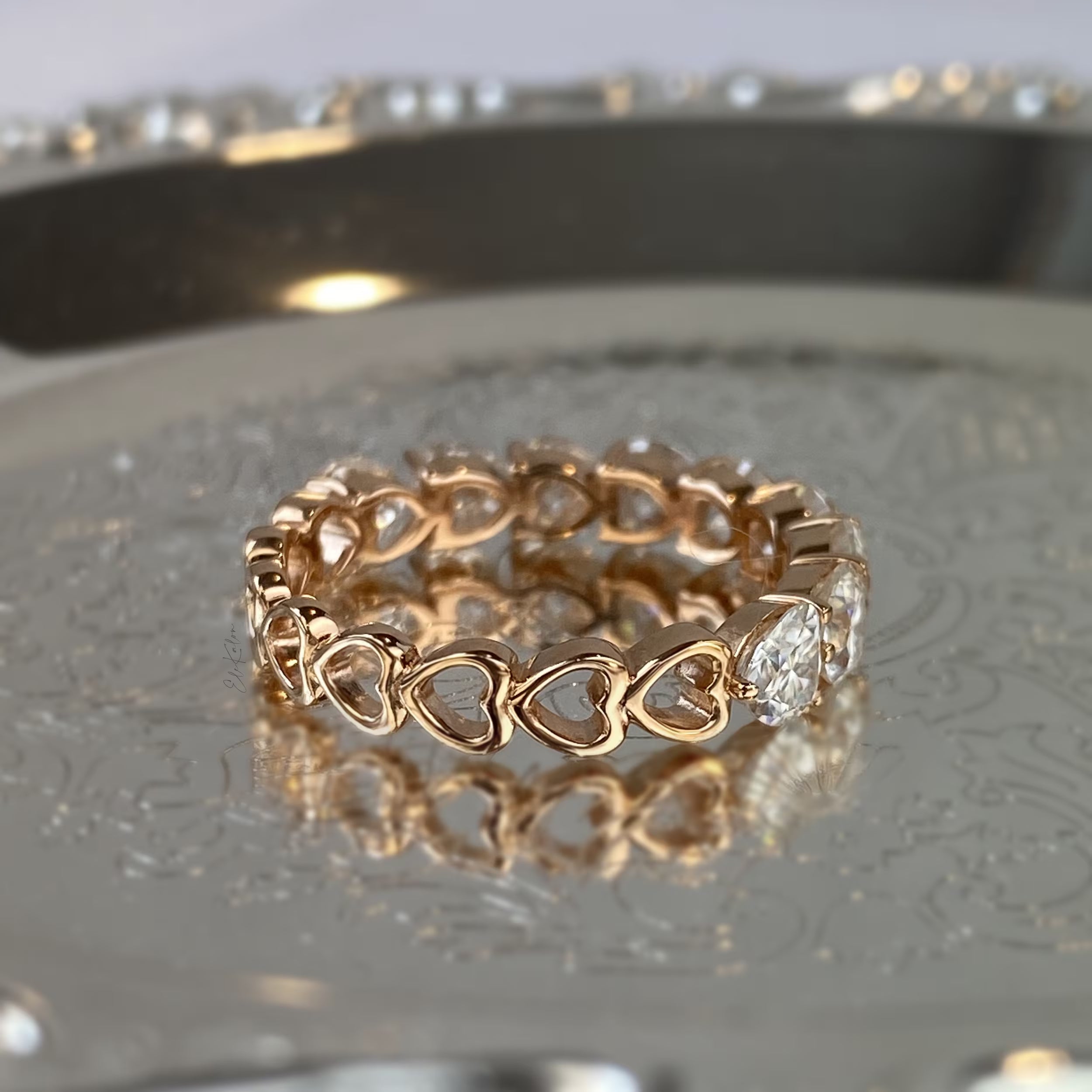 18K Gold Heart Lab Grown Diamond Eternity Band: Anniversary Ring