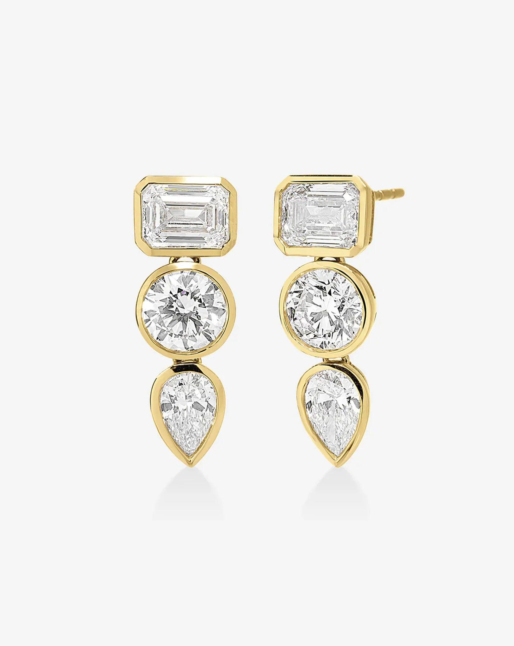 Chic Bezel Mixed Shape Drop Earrings - Elevate Your Style!.