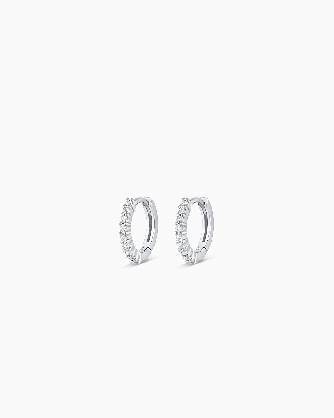14K White Gold Diamond Pavé Huggies