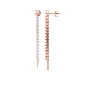 Bridal Drop Diamond Earring, Long Chain Earrings 14K White Gold