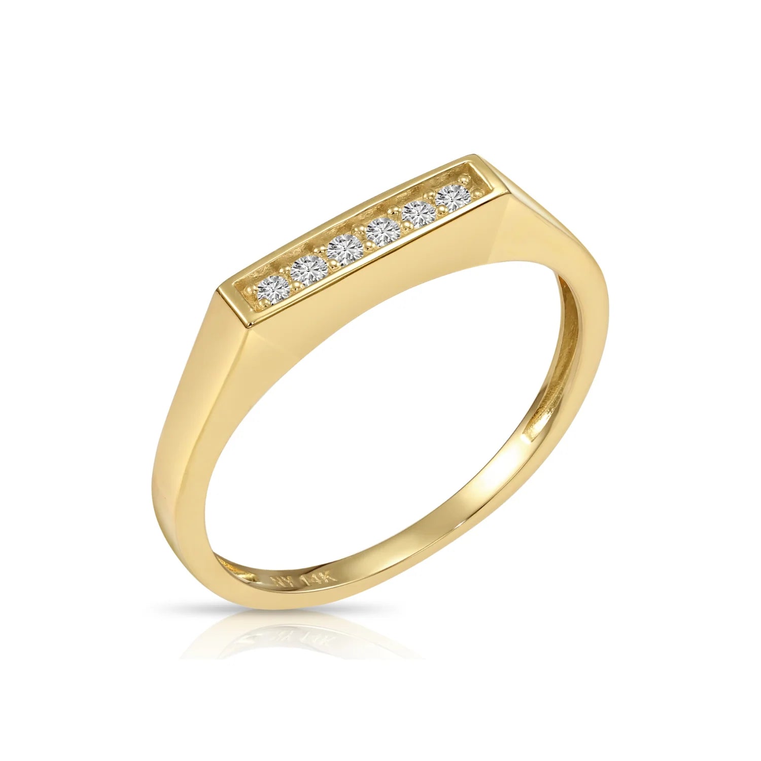 14K Yellow Gold Lab Diamond Signet Ring, 0.06Ctw