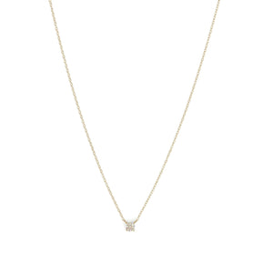Dainty 14K Solid Gold Diamond Solitaire Necklace - Elegant Minimalist Floating Pendant Jewelry.