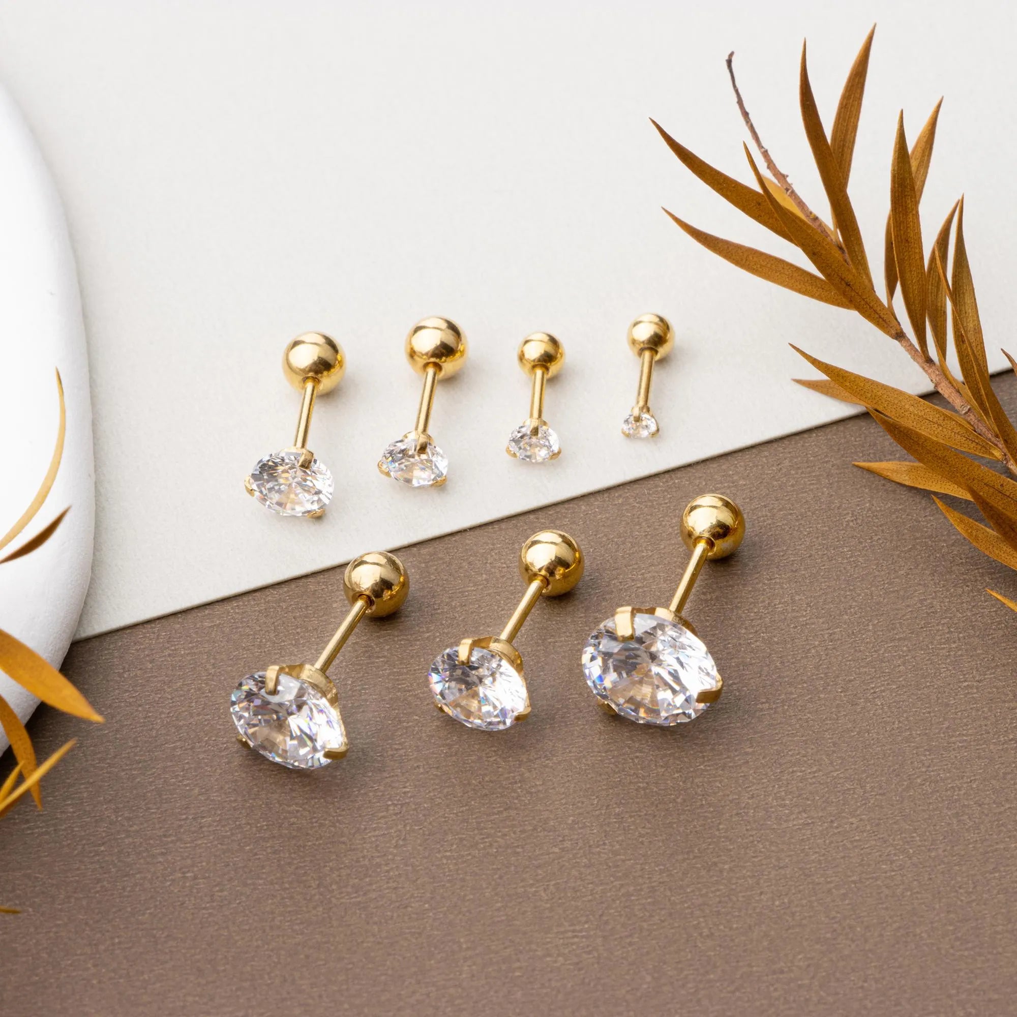 2-8 Mm round CZ Earrings,Tiny Diamond Earrings,Titanium Steel Cz Earrings,Gemstone Screw Back Earrings,Wedding Cz Earrings,Stacking Earrings