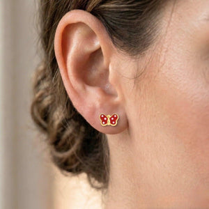 Stunning 14K Yellow Gold Butterfly Poke-A-Dot Enamel Stud Earrings with Pushback Closure.