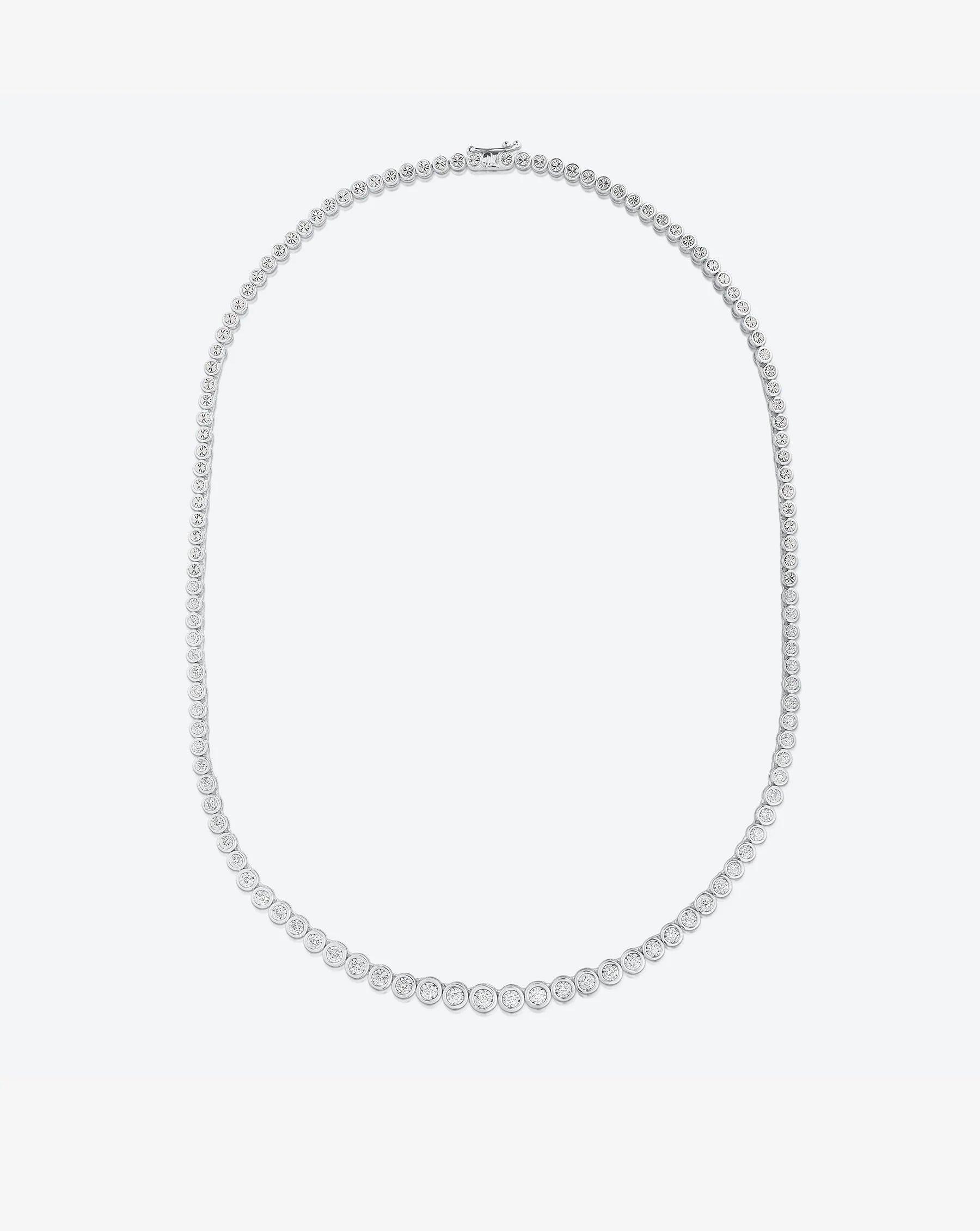 Stunning Graduated Bezel Diamond Tennis Necklace - Elevate Your Elegance.
