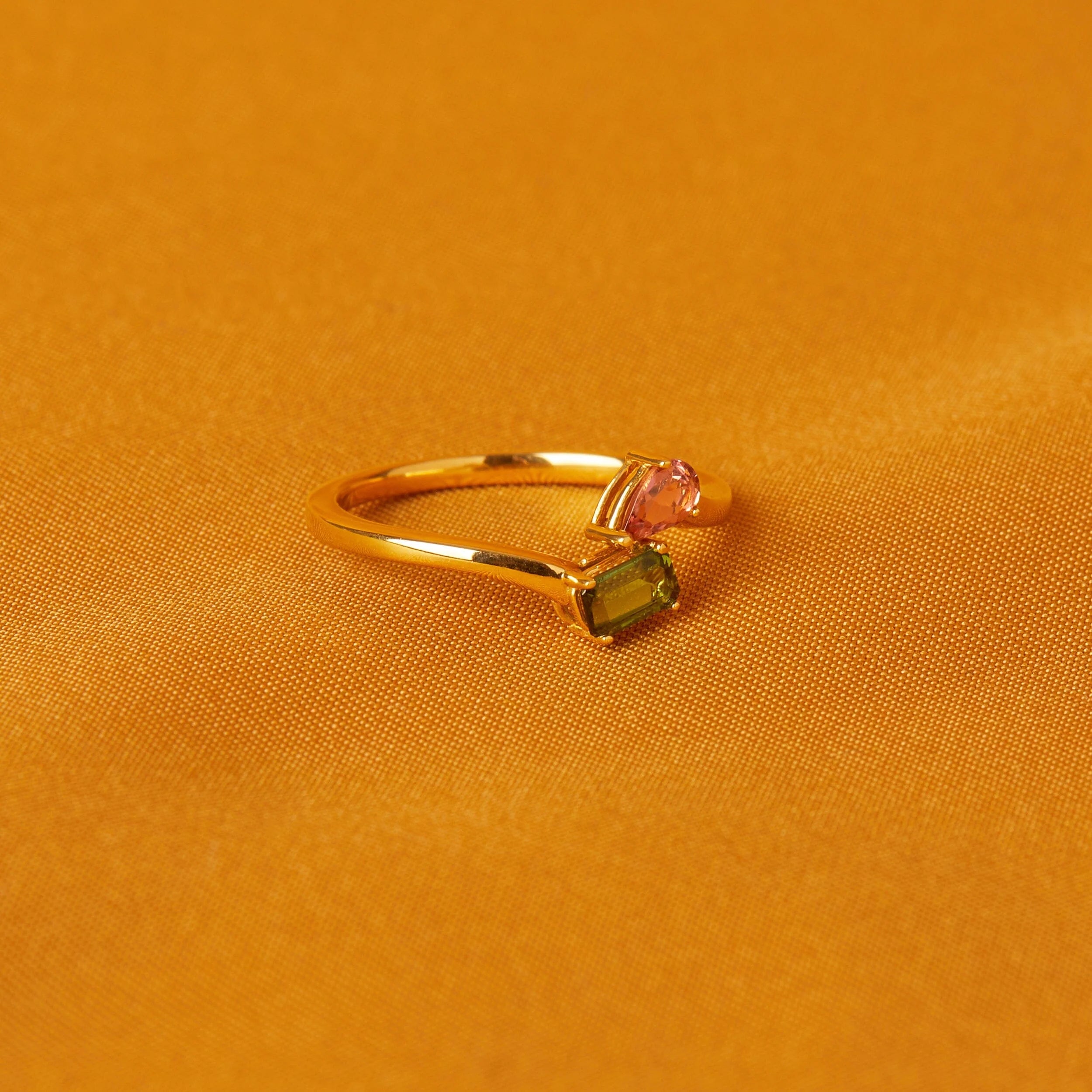Toi Et Moi Gemstone Mini Heirloom Ring NikNenz™ Premium Gold & Diamonds