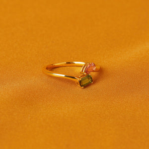 Toi Et Moi Gemstone Mini Heirloom Ring NikNenz™ Premium Gold & Diamonds
