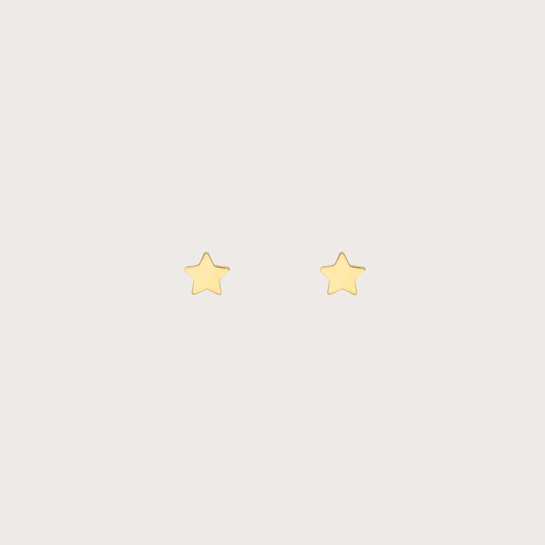 Dainty 14K Solid Gold Star Earrings - Celestial Minimalist Jewelry Elegance.