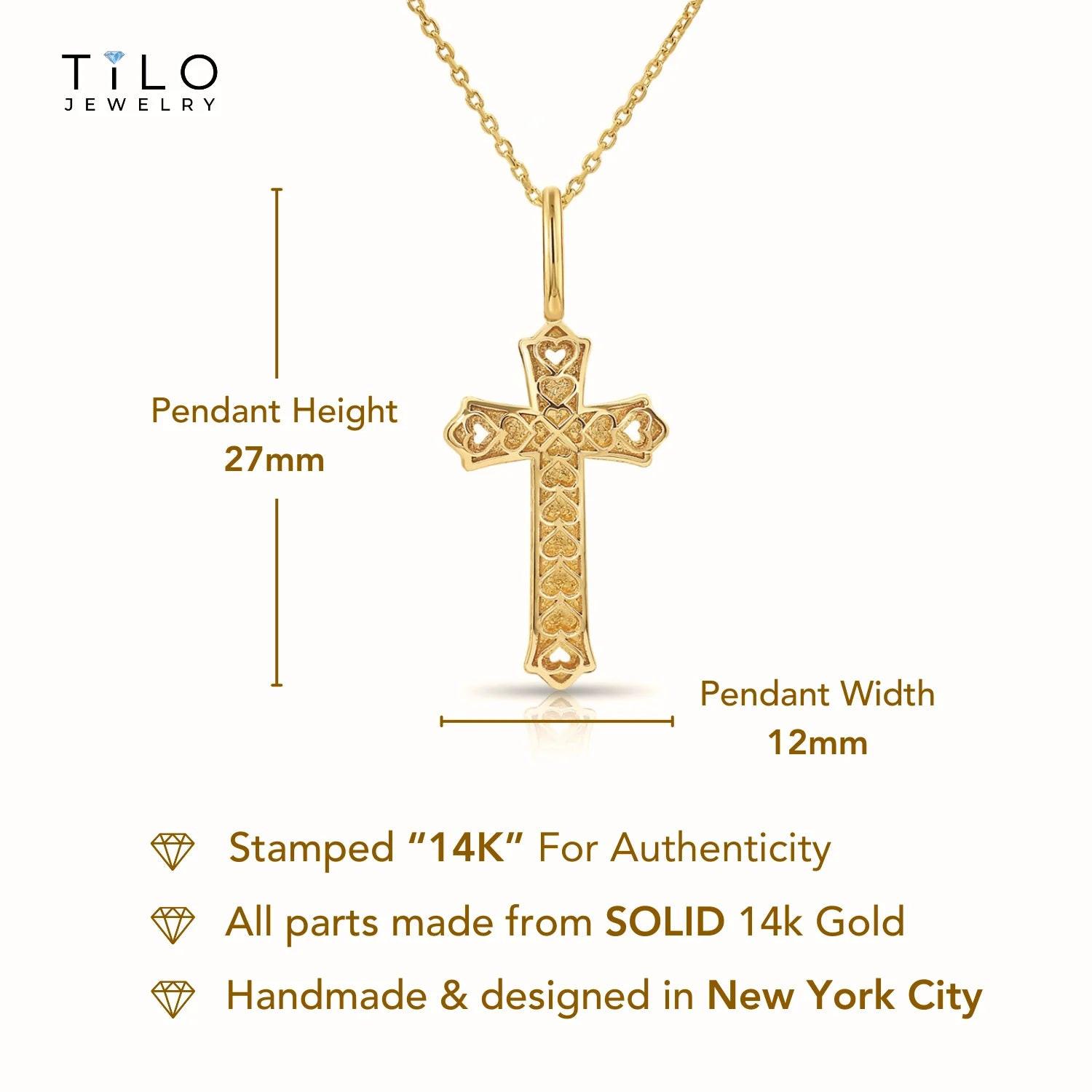 14K Yellow Gold Classic Cross Pendant Necklace - Timeless Elegance for Every Occasion.