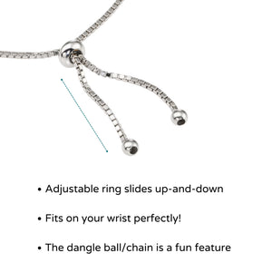 Sterling Silver Fire Opal Bracelet with Brilliant Cubic Zirconia Stones, Adjustable Simulated Opal Bracelet, 6-9 Inch, by TILO Jewelry