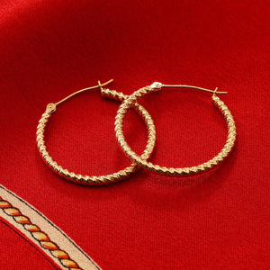 14K Yellow Gold Hoops with Spiral Diamond Cuts, the Twist Collection, 18Mm, 20Mm, 25Mm, 30Mm, Gifts for Her, Made by TILO Jewelry