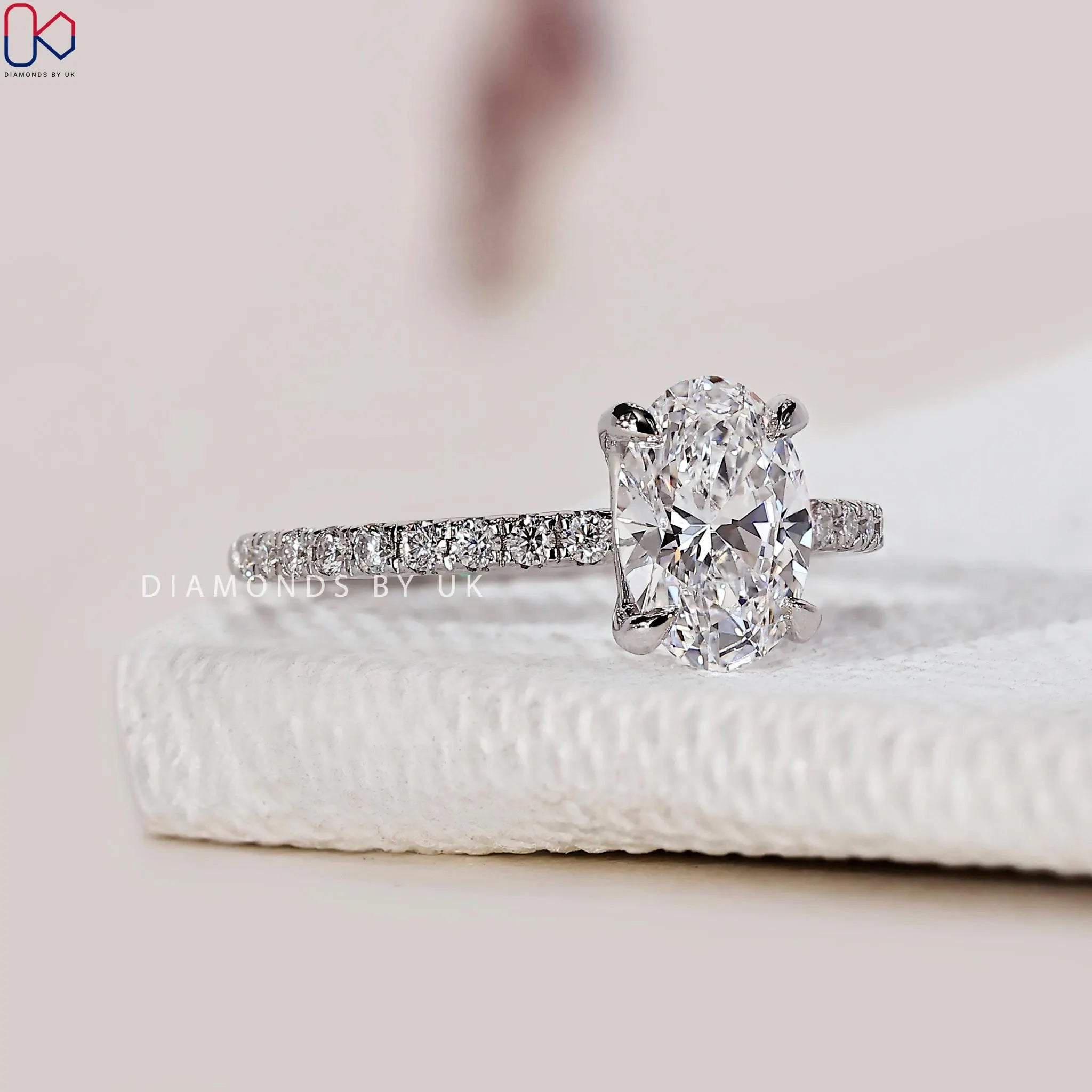 Real Oval Lab Grown Diamond Engagement Ring Oval Lab Diamond Anniversary Ring Oval Brilliant Lab Diamond Ring Oval Proposal Ring for Her