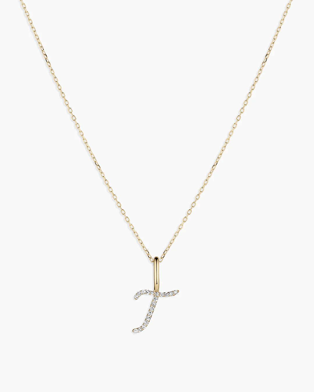 Diamond Script Alphabet Charm Necklace