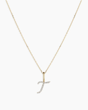 Diamond Script Alphabet Charm Necklace