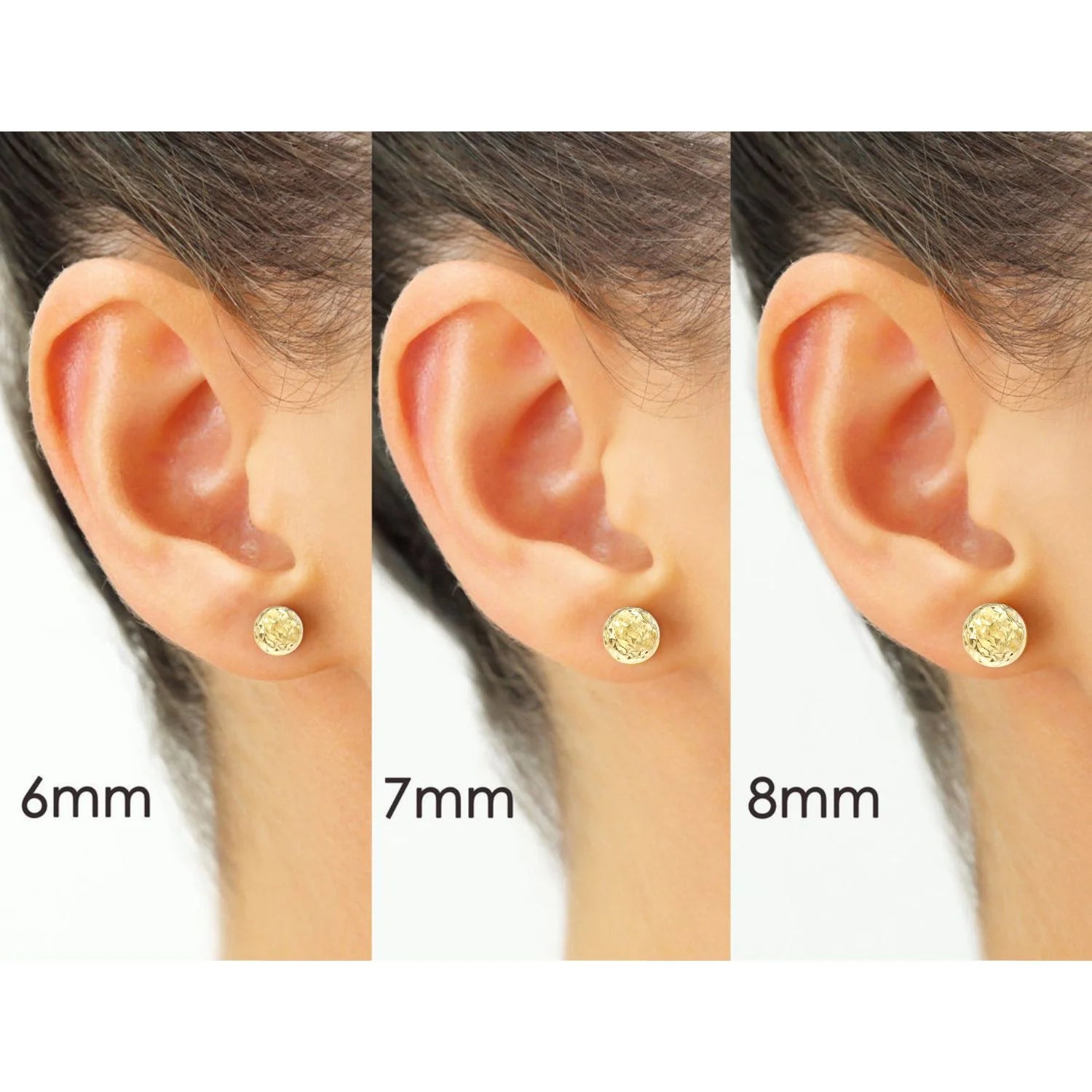 14K Yellow Gold Diamond Cut Sparkle Ball Stud Earrings