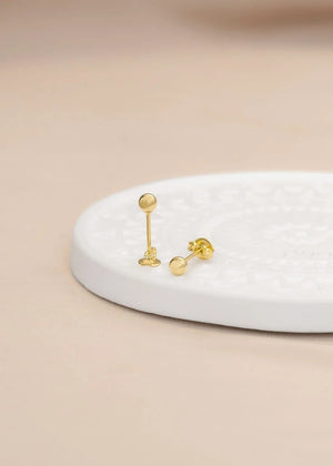 Handmade 18K Gold Plated Ball Stud Earrings, Hypoallergenic 4Mm