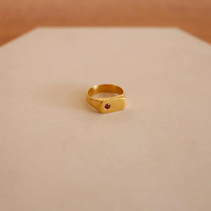 Star of the Sea Garnet Signet Ring | Gold Vermeil and Sterling Silver