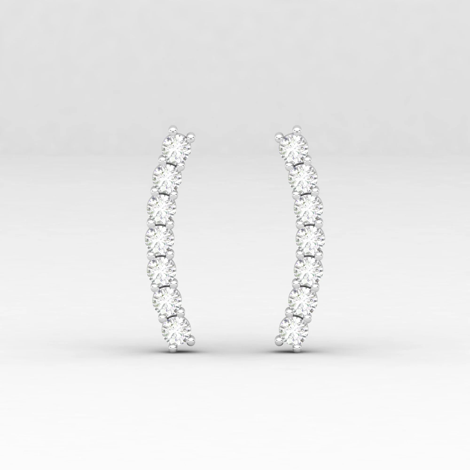 Diamond Earrings, Diamond Bar Earring, Curved Cartilage Earring, Crawler Earring for Women, Helix Piercing, Diamond Climber, Gift for Her