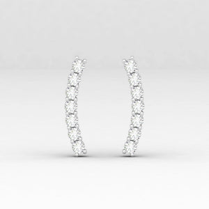 Diamond Earrings, Diamond Bar Earring, Curved Cartilage Earring, Crawler Earring for Women, Helix Piercing, Diamond Climber, Gift for Her