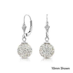 Elegant 925 Sterling Silver Crystal Ball Dangle Earrings with French Back - Perfect Gift for Her.