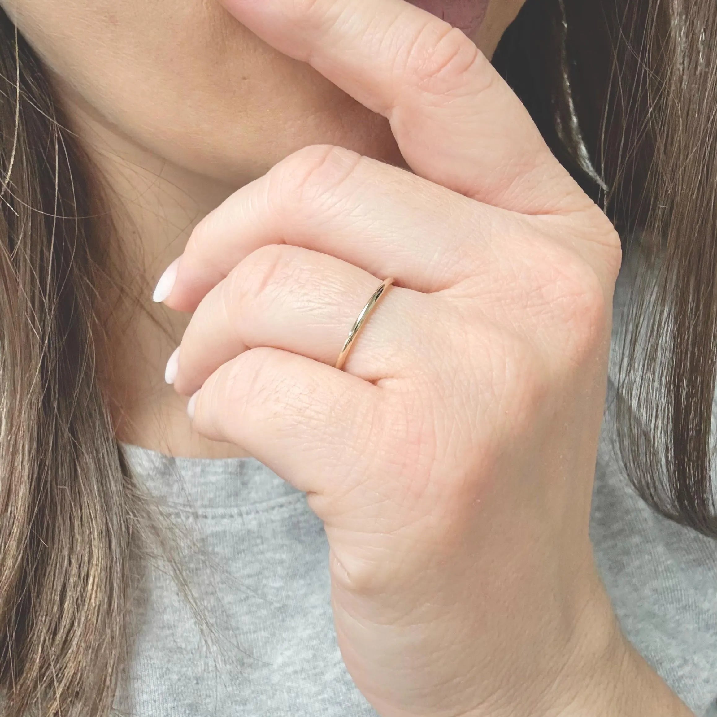 14K Solid Gold 1.2Mm Simple Wedding Band: Yellow Gold or White Gold