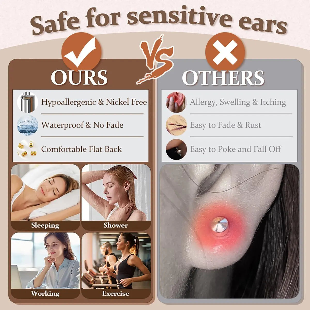 Gold Plated Earrings Set for Women Cubic Zirconia Stud Hoop Earrings Stack Female Casual Daily Jewelry Accessories